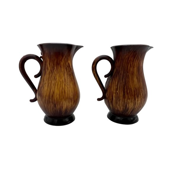 Rustic Faux Bois Miniature Pitcher Set – Cabin & Deer Scene – 3" Tall - Picture 3 of 6